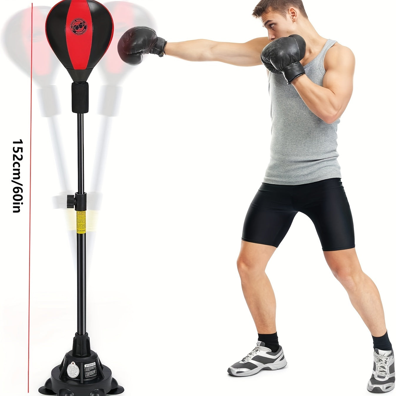 Upgraded Adjustable-Height Standing Boxing Bag – Quick Rebound for Intense Training!