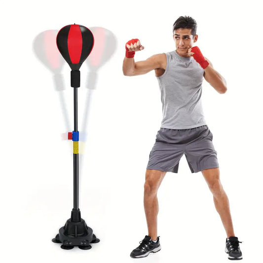 Upgraded Adjustable-Height Standing Boxing Bag – Quick Rebound for Intense Training!